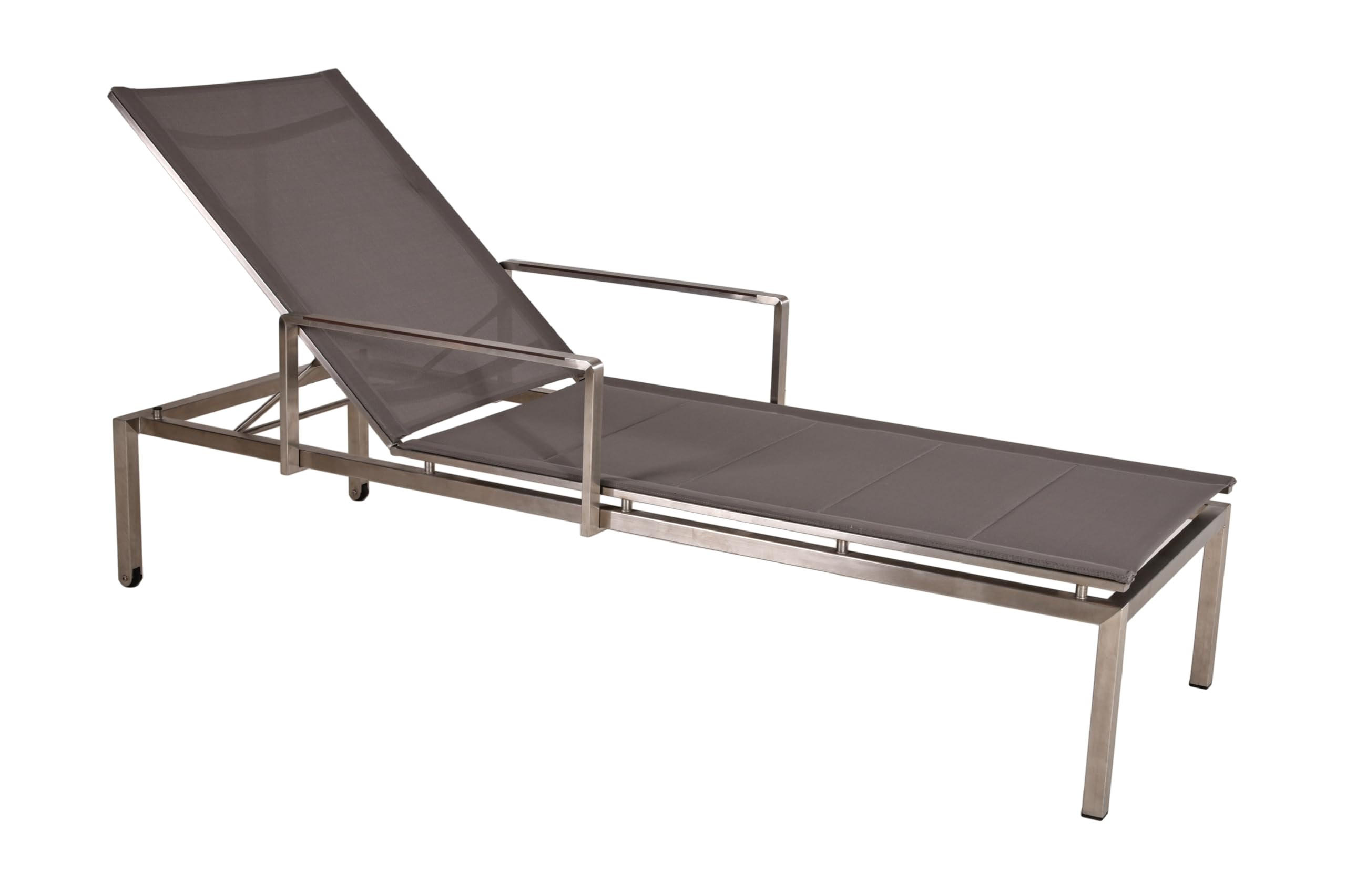 SONNENLIEGE Eva 2er Set Verstellbar Taupe Edelstahl Gartenliege - Taupe, Metall (66/105/200cm) - DELUKE