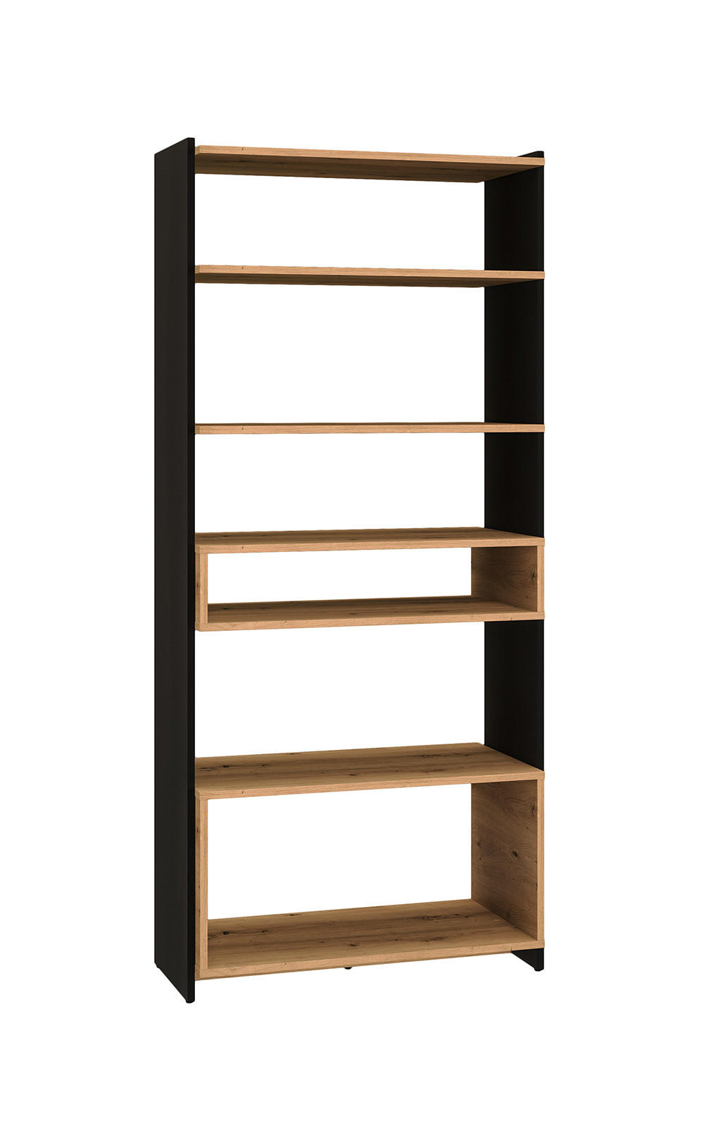 Feldmann-Wohnen Standregal Hellbraun, Schwarz 80x180x40 cm