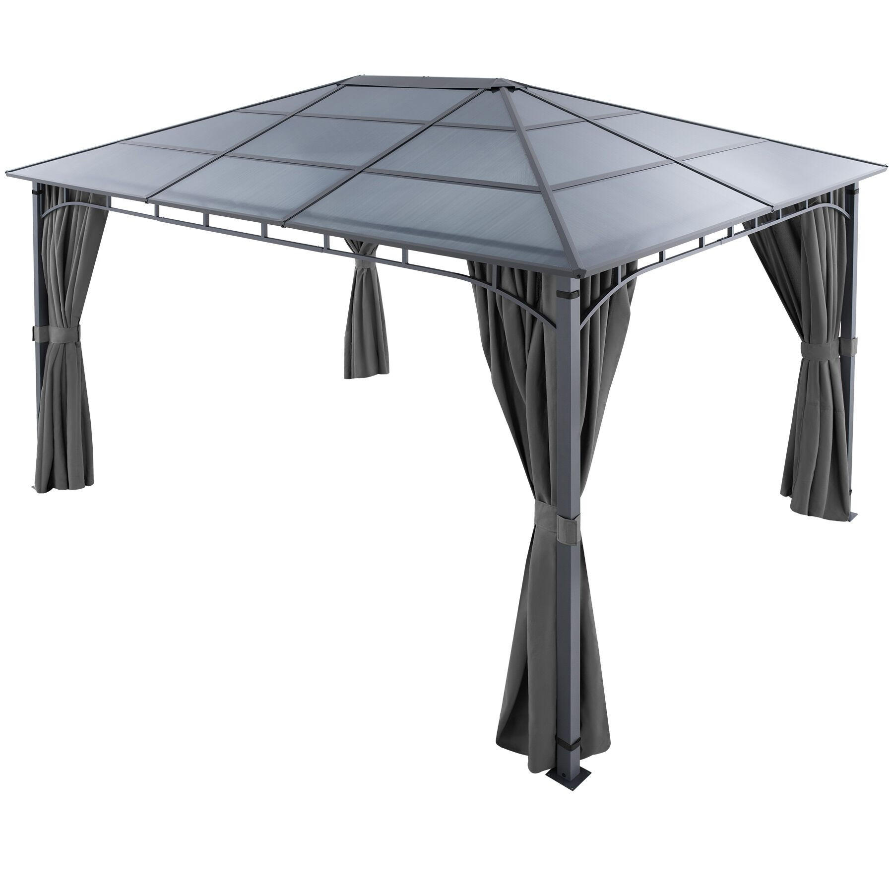 GARTENPAVILLON Caracas, inklusive 8 Heringen, grau - Grau, Metall (300/263/400cm) - tectake