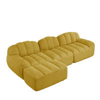 ECKSOFA 288/165/79 cm gelb aus granuliertem Fleece als 3-Sitzer mit Ottoman - Gelb, Textil (165/288cm) - OKWISH
