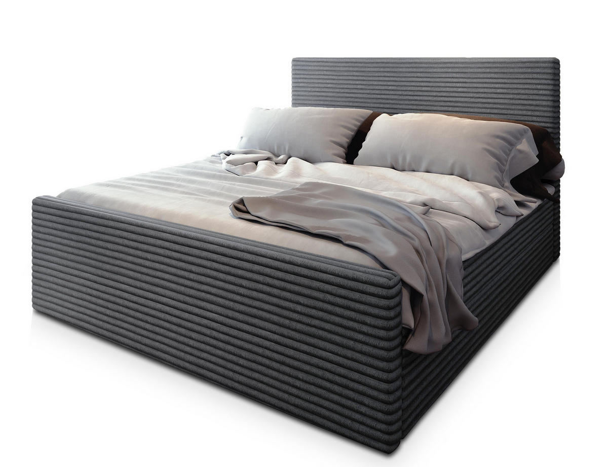 POSTEL BOXSPRING BRENTO 160x200 cm, s matrací a úložným prostorem, grafitová - grafitová, kompozitní dřevo/textil (160/200cm) - MASSENO