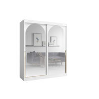 SCHIEBETÜRENSCHRANK MOSSA 180 / 215 / 65 cm in Weiß / Gold - Goldfarben/Weiß, Holzwerkstoff (180/215/65cm) - Deine Möbel 24