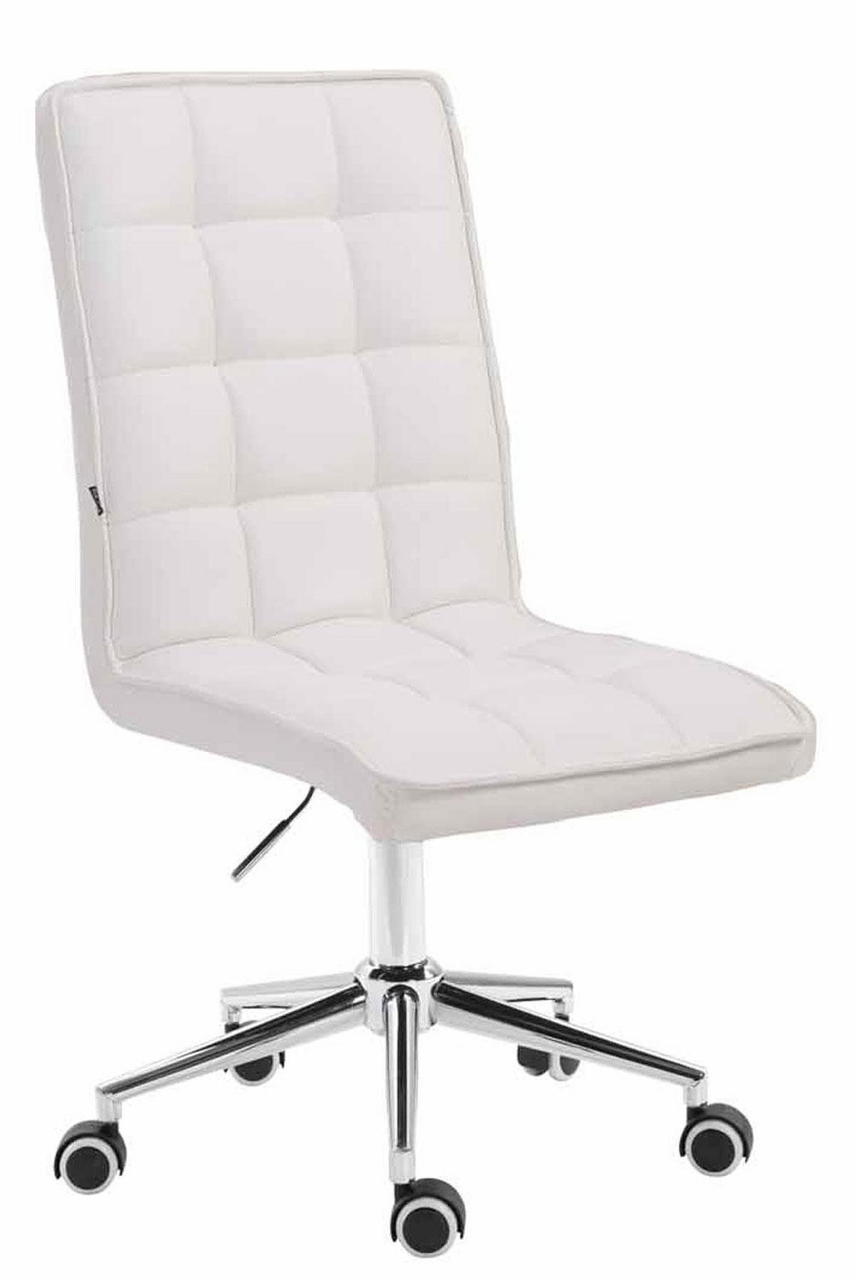 DREHSTUHL Lederlook weiß - Chromfarben/Weiß, Textil/Metall (43/90/61cm) - CLP