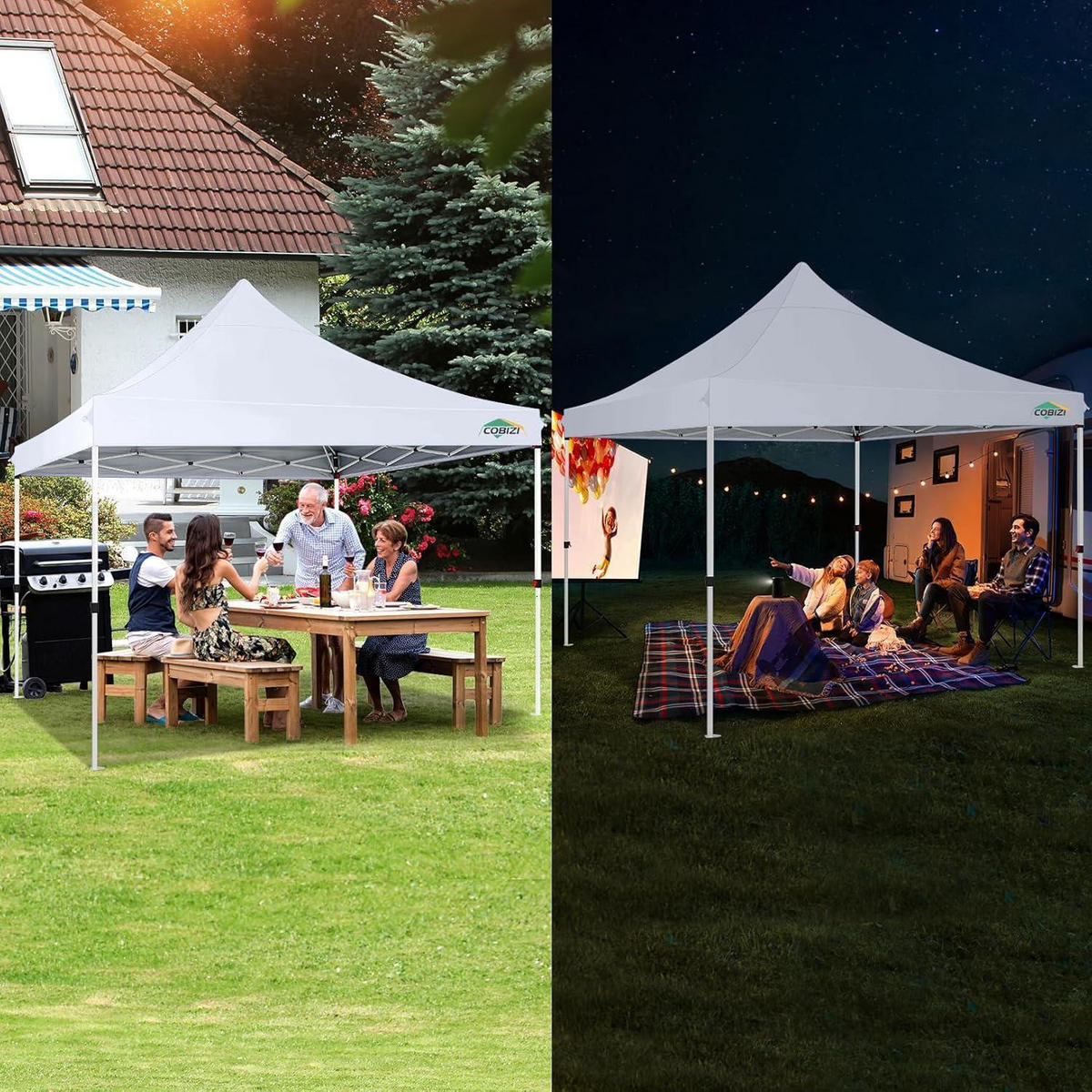 FALTPAVILLON 3x3m mit 4 Seitenwänden Weiß - Weiß, Textil (299.7/315/299.7cm)