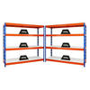 SCHWERLASTREGAL Rhino 2er-Set mit 2x 180x200x60 cm 4 Melamin-Ebenen 16mm Fachlast 500 kg Blau-Orange - Orange, Metall (400/180/60cm) - PROREGAL