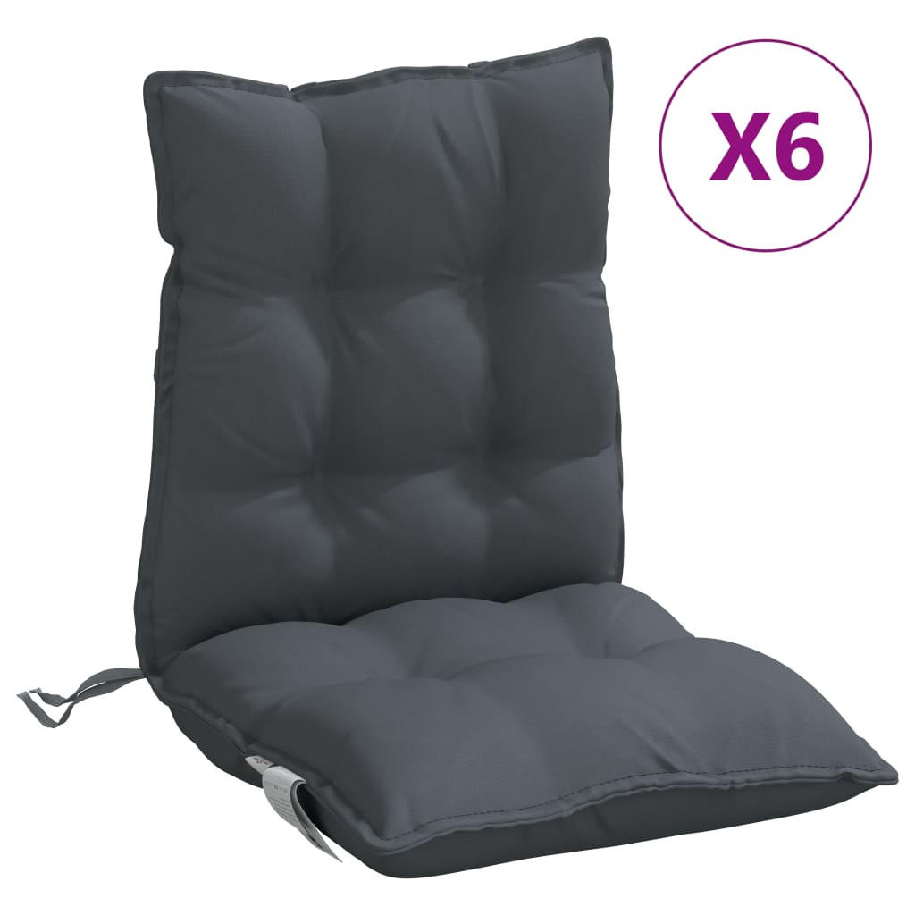NIEDRIGLEHNER-AUFLAGEN 6Er Set Anthrazit Oxford-Gewebe - Anthrazit, Textil (50/7/100cm) - vidaXL