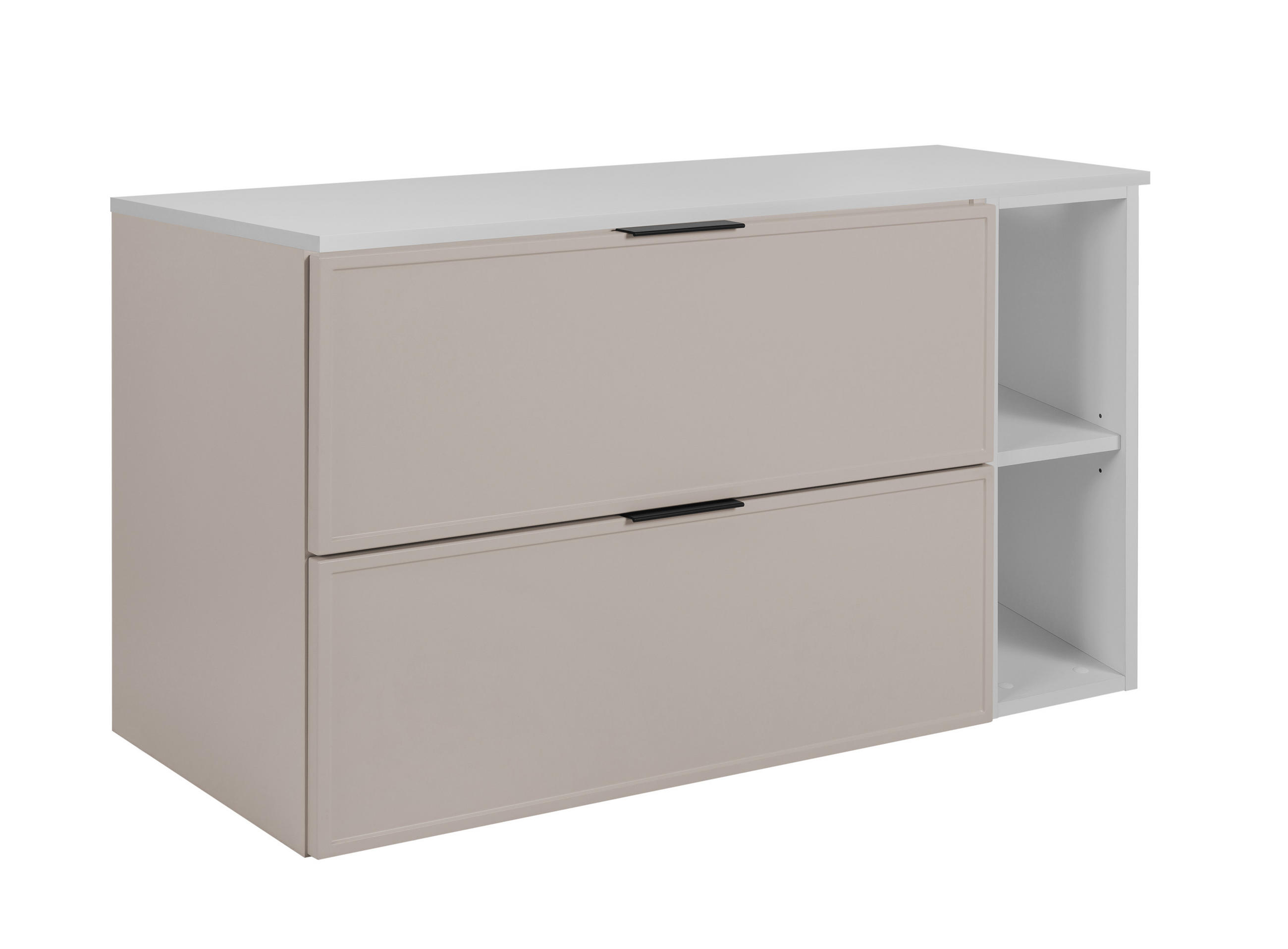 BADEZIMMERSCHRANK, Kaschmir / Weiß, Schwarze Griffe, 100 (80 + 20) x 46 x 57 cm - Kaschmir/Schwarz, Holzwerkstoff/Kunststoff (100/57/46cm) - 3XE LIVING