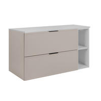 BADEZIMMERSCHRANK, Kaschmir / Weiß, Schwarze Griffe, 100 (80 + 20) x 46 x 57 cm - Kaschmir/Schwarz, Holzwerkstoff/Kunststoff (100/57/46cm) - 3XE LIVING