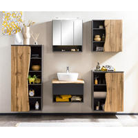 BADMÖBEL-SET 5-TLG. Kahla-03 - Anthrazit/Braun, Holzwerkstoff (221/200/52cm) - Lomado