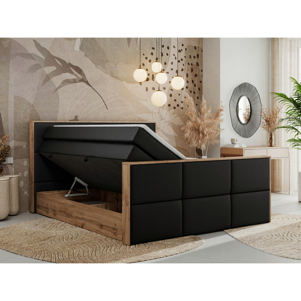 Thumbnail - MKS Boxspringbett, Schwarz, Textil, 2-Sitzer, H4, Rechteckig, 200x200 cm, Oeko-Tex®, Schlafzimmer, Betten, Boxspringbett...