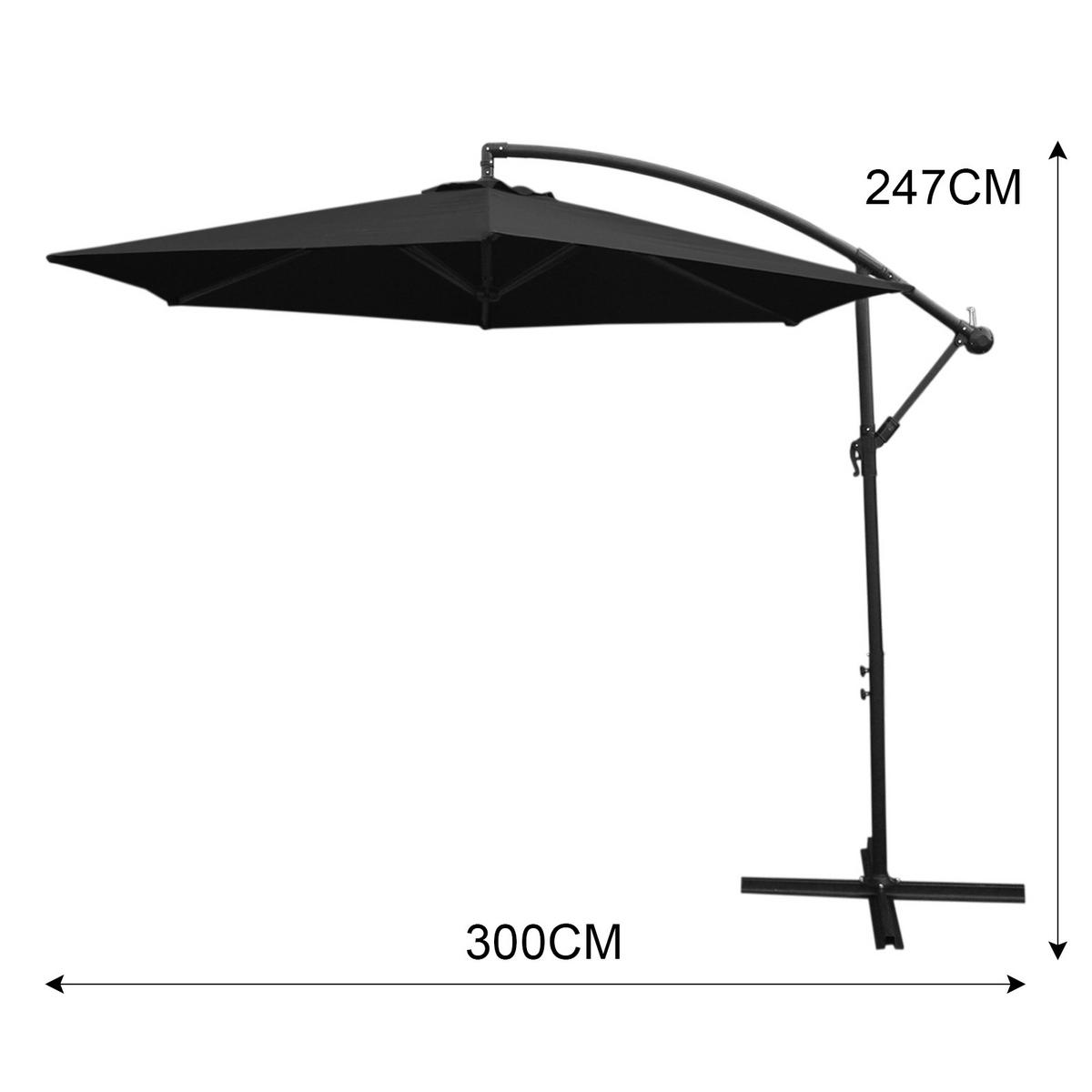 SONNENSCHIRM 3M - Schwarz - Schwarz, Textil/Metall (300/300cm) - Monstershop
