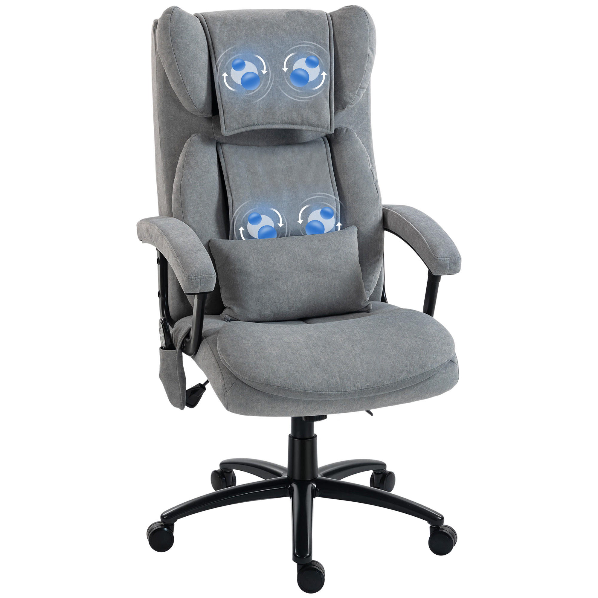 DREHSTUHL Massage ergonomisch 4 Knetpunkte hoher Butterfly-Sitz Grau - Grau, Textil (70.5/122/76cm)