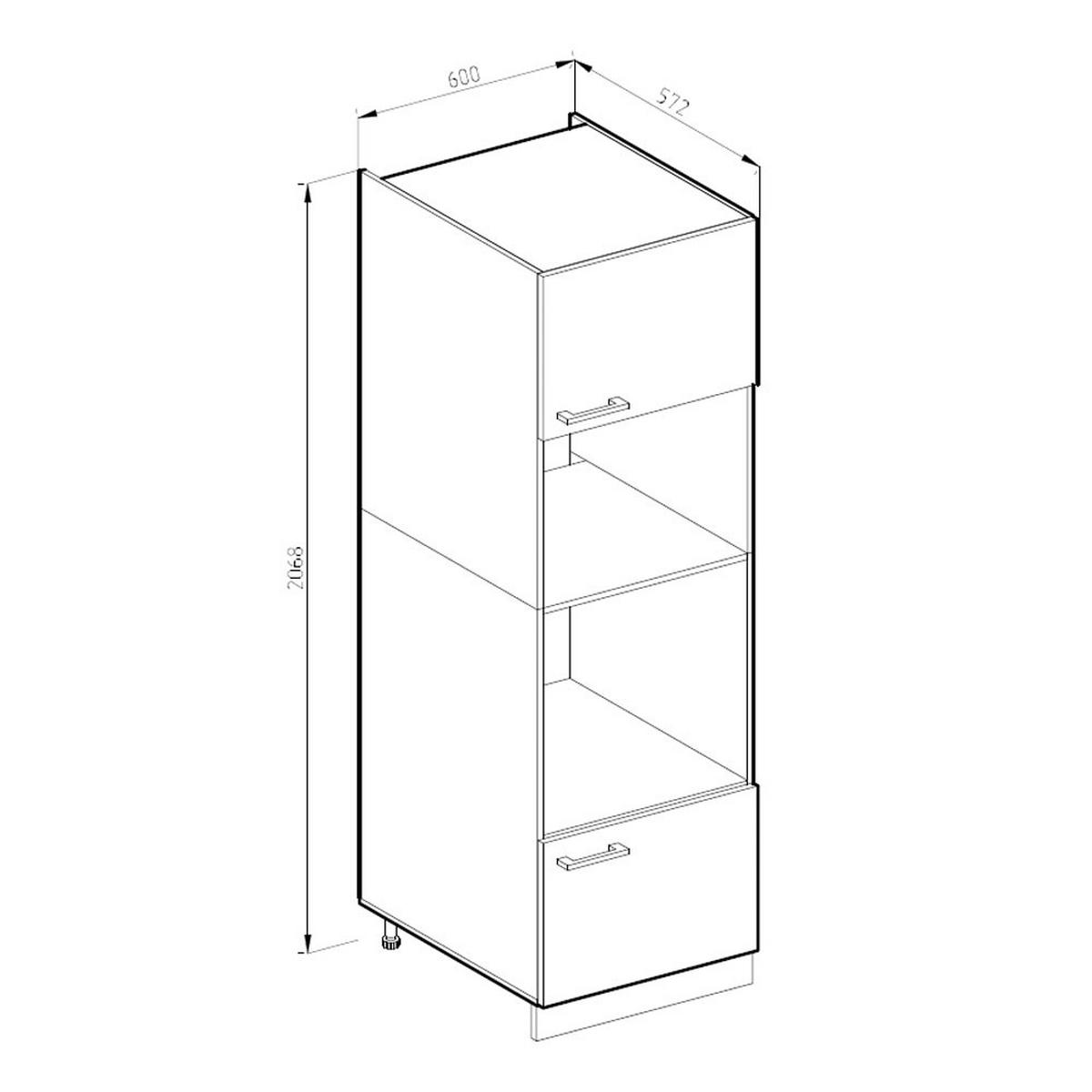 MIKROWELLENSCHRANK R-Line Weiß Hochglanz 60 cm - Weiß Hochglanz/Weiß, Holzwerkstoff (60/206.8/57.2cm) - Vicco