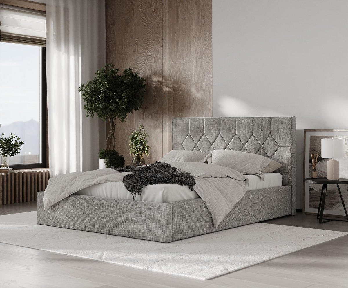 POLSTERBETT Brisa 140/200 cm Hellgrau im Inari Stoff - Hellgrau/Schwarz, Holz/Holzwerkstoff (140/200cm) - AltaBeds