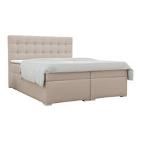BOXBETT CLAUDIA 160/200 Velour Beige mit Bonell-Federkernmatratzen H3 - Beige, Holzwerkstoff (160/200cm) - Deine Möbel 24