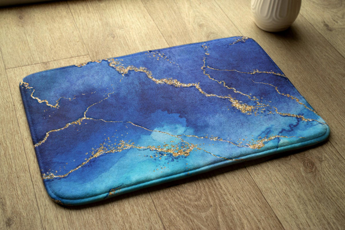 BADTEPPICH 75x45 cm Blauer Marmor - Blau, Textil (75/45cm) - TULUP