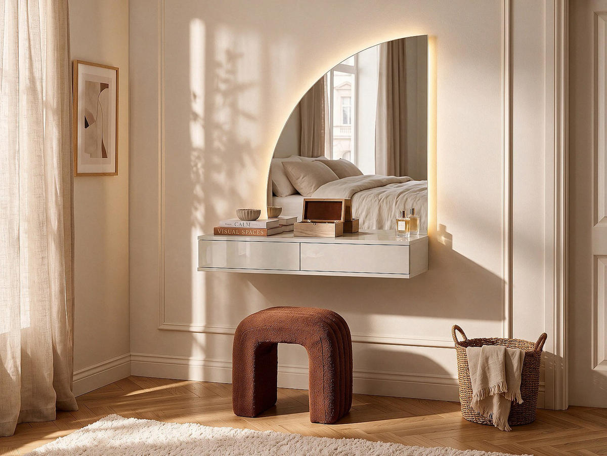 SCHMINKTISCH - 100.2 x 42.2 - holz - beige Jineza - Beige, Holz (100.2/111.5/42.2cm) - Vente-Unique
