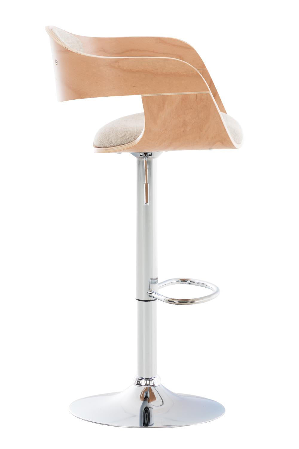 BARHOCKER 2er Set Stoff natura/creme - Chromfarben/Eukalyptusholzfarben, Textil/Metall (50/88/48cm) - CLP