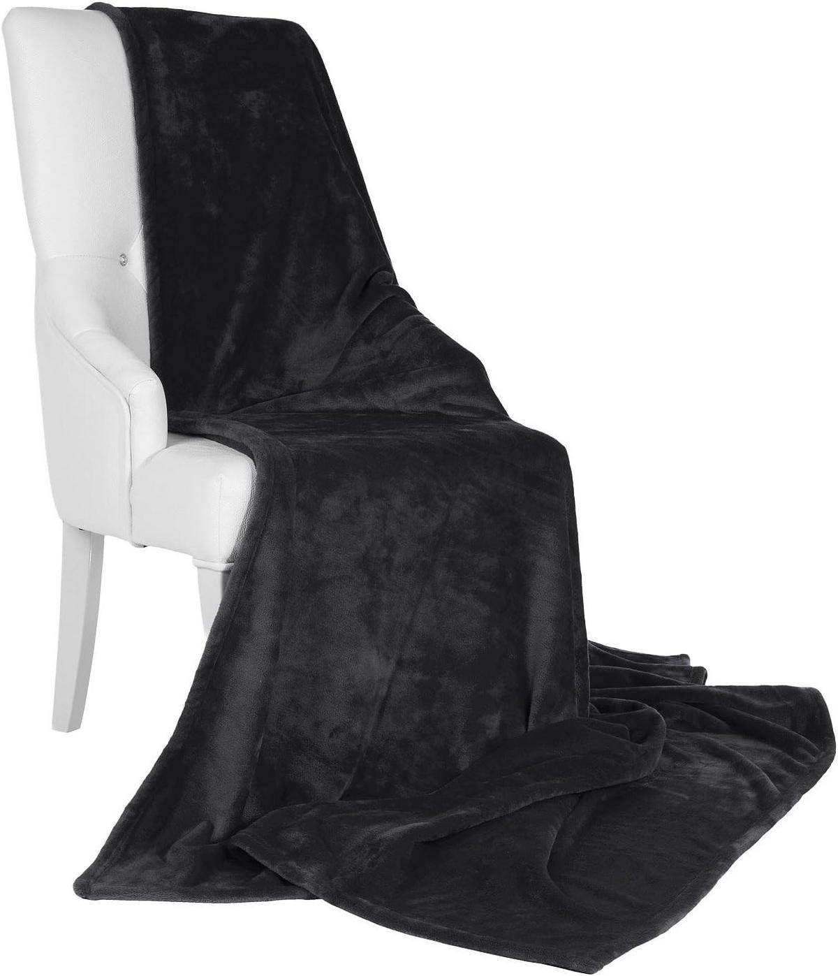 DECKE Aurelia 150/200 cm Schwarz - Schwarz, Textil (200/150cm) - Beautissu 