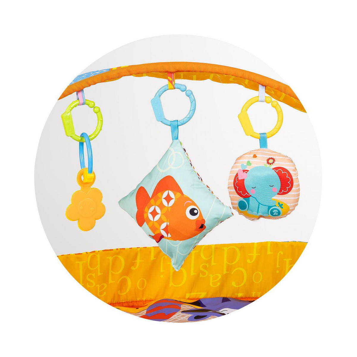 SPIELBOGEN Tiere gelb Beißring, Rassel, Plüschkissen, klappbar, abnehmbar, ab Geburt - Gelb, Textil (80/15/80cm) - Chipolino