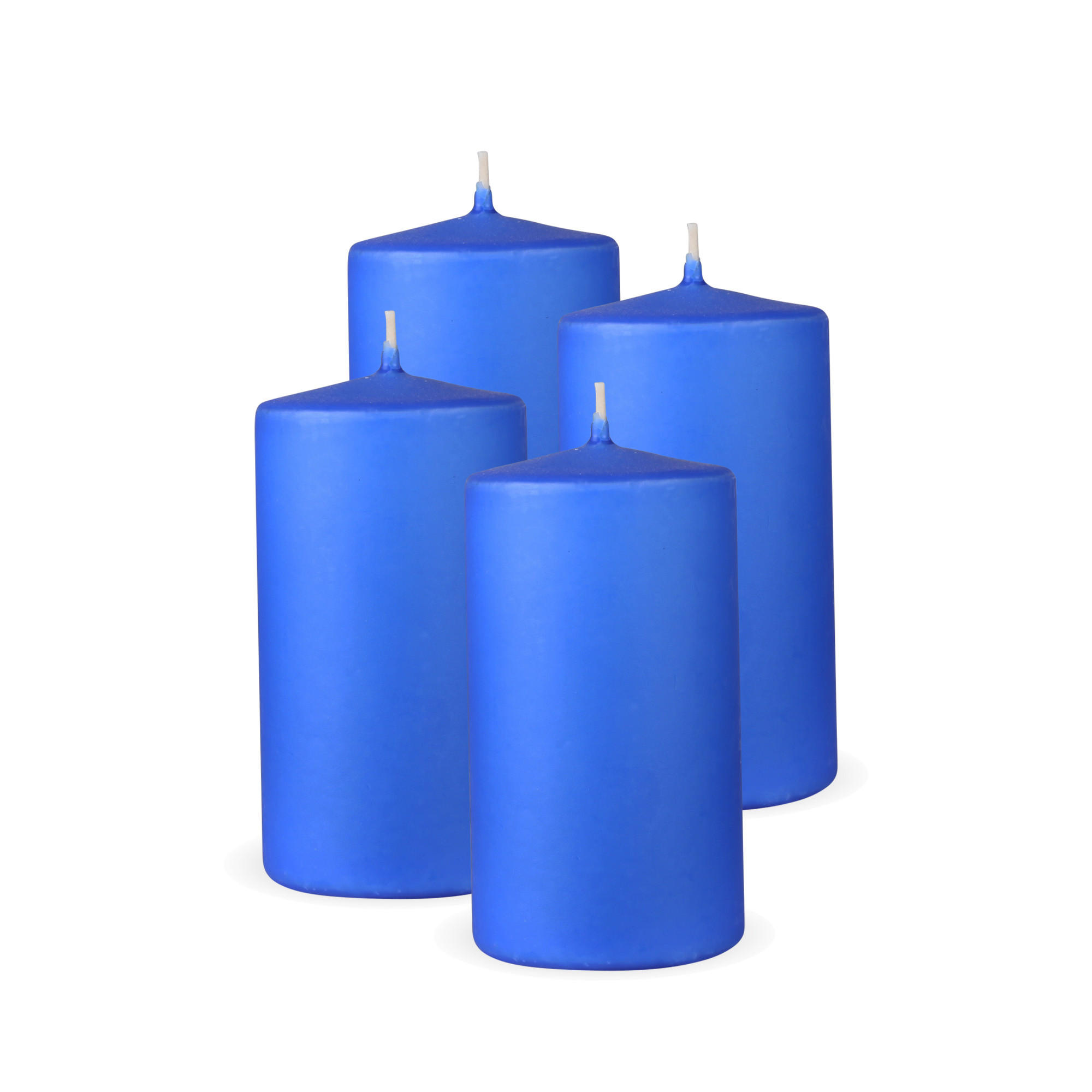 STUMPENKERZEN 4er Pack "Dunkelblau", Größe Ø7cm x Höhe: 12 cm - Dunkelblau, Naturmaterialien (7/12cm) - Bestlivings