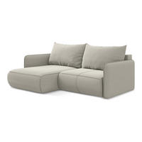 ECKSOFA mit Schlaffunktion Samt Stoff Creme - Perlmutt/Creme, Kunststoff/Textil (148/207cm) - Makamii
