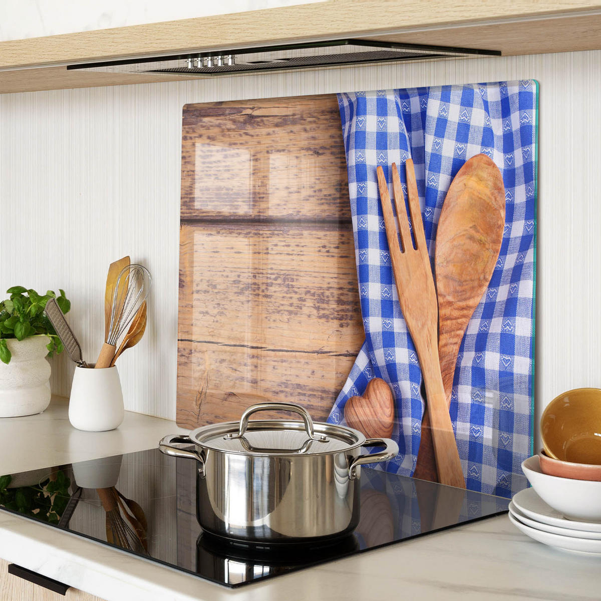 GLASPLATTE 60x52 cm Holzbesteck - Blau, Glas (60/0.4/52cm) - TULUP