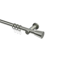 GARDINENSTANGEN-SET Platon Sitra 600 cm (geteilt in 3 x 200 cm), 1-läufig, 20 mm Ø Edelstahl-Optik - Edelstahlfarben, Metall (600cm) - INTERDECO