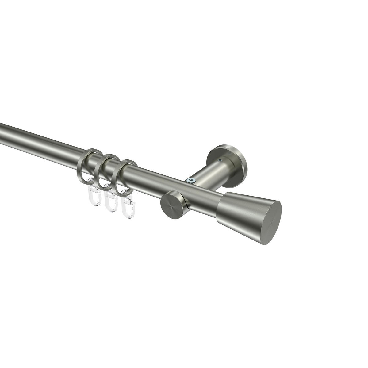 GARDINENSTANGEN-SET Platon Sitra 600 cm (geteilt in 3 x 200 cm), 1-läufig, 20 mm Ø Edelstahl-Optik - Edelstahlfarben, Metall (600cm) - INTERDECO