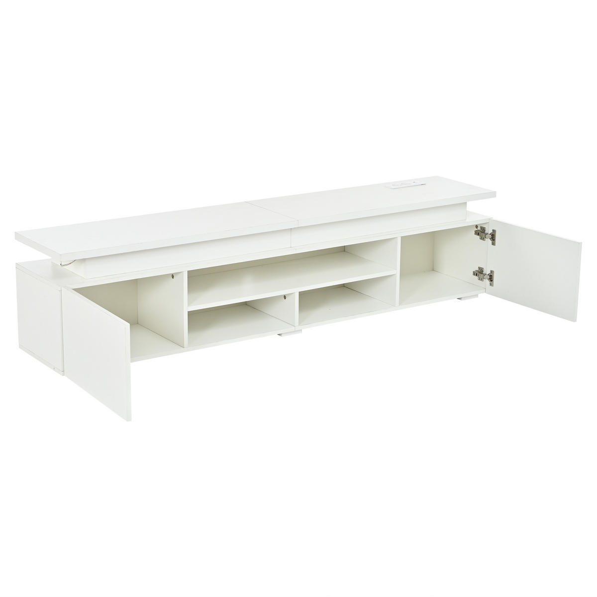 TV niska komoda 180/35/42 cm u bijeloj boji s RGB LED rasvjetom i prostorom za odlaganje - bijela/crna, drvni materijal (180/42/35cm) - CHICFURN