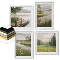 WANDBILDER 4er-Set - 50x50 cm & 40x60 cm Weißer Rahmen - Sommerlandschaften Flusswiese - Weiß, Kunststoff (50/50cm) - ArtPrintCave