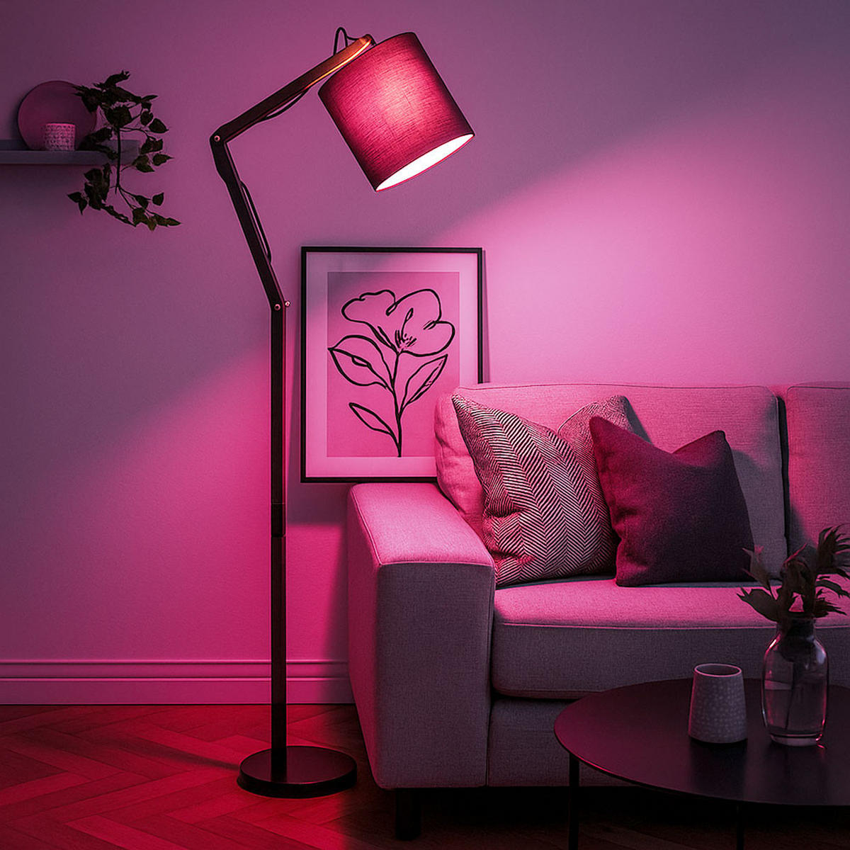LED STEHLEUCHTE Mattis Schwarz Metall - Schwarz, Holz (75/25/172cm) - Globo Lighting