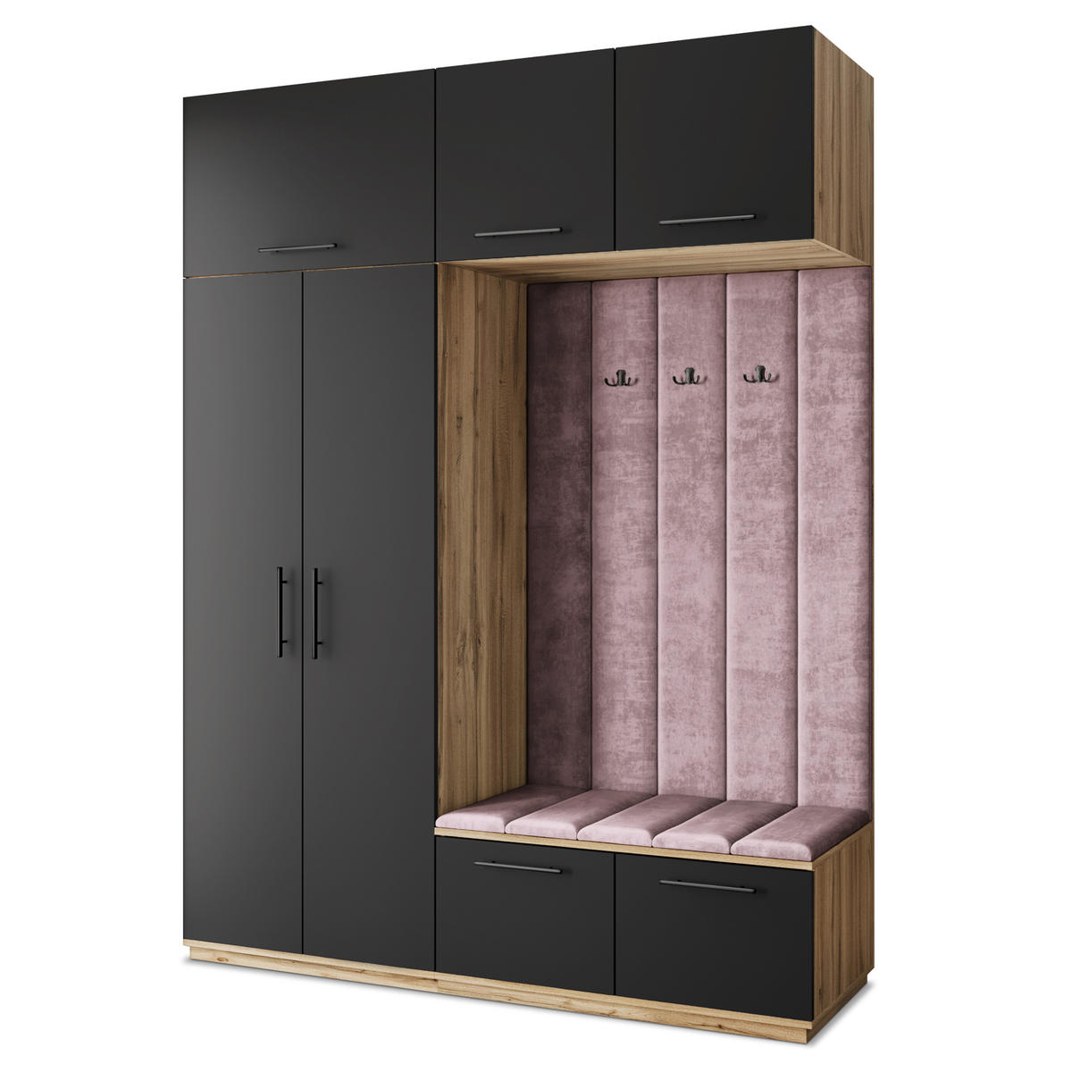 GARDEROBENSCHRANK REMA 180/240/60 cm Modern Garderobe-Set Eiche Wotan - Eiche Wotan/Lila, Holzwerkstoff (180/240/60cm) - MASSENO