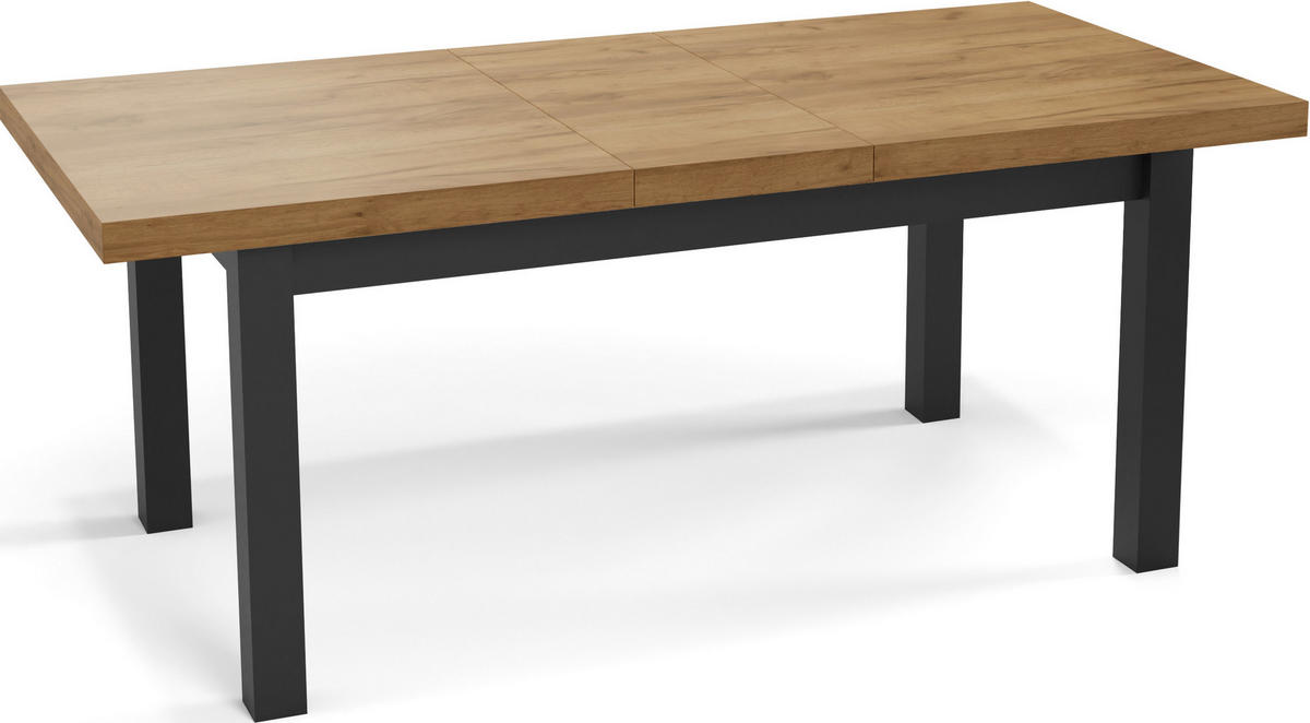 ESSTISCH Gemini rechteckig ausziehbar, Wotan Eiche 120-160/80/78 cm - Eiche Wotan/Schwarz, Holz/Holzwerkstoff (120/80/78cm) - WFL GROUP
