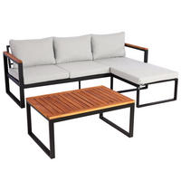 GARTEN-GARNITUR L26B 3ER-SET Braun, Hellgrau - Hellgrau/Braun, Textil - MCW