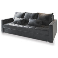 BETTSOFA SIRO Grau Plüsch-Stoff mit Schlaffunktion - Grau, Textil (222/83/86cm) - MASSENO