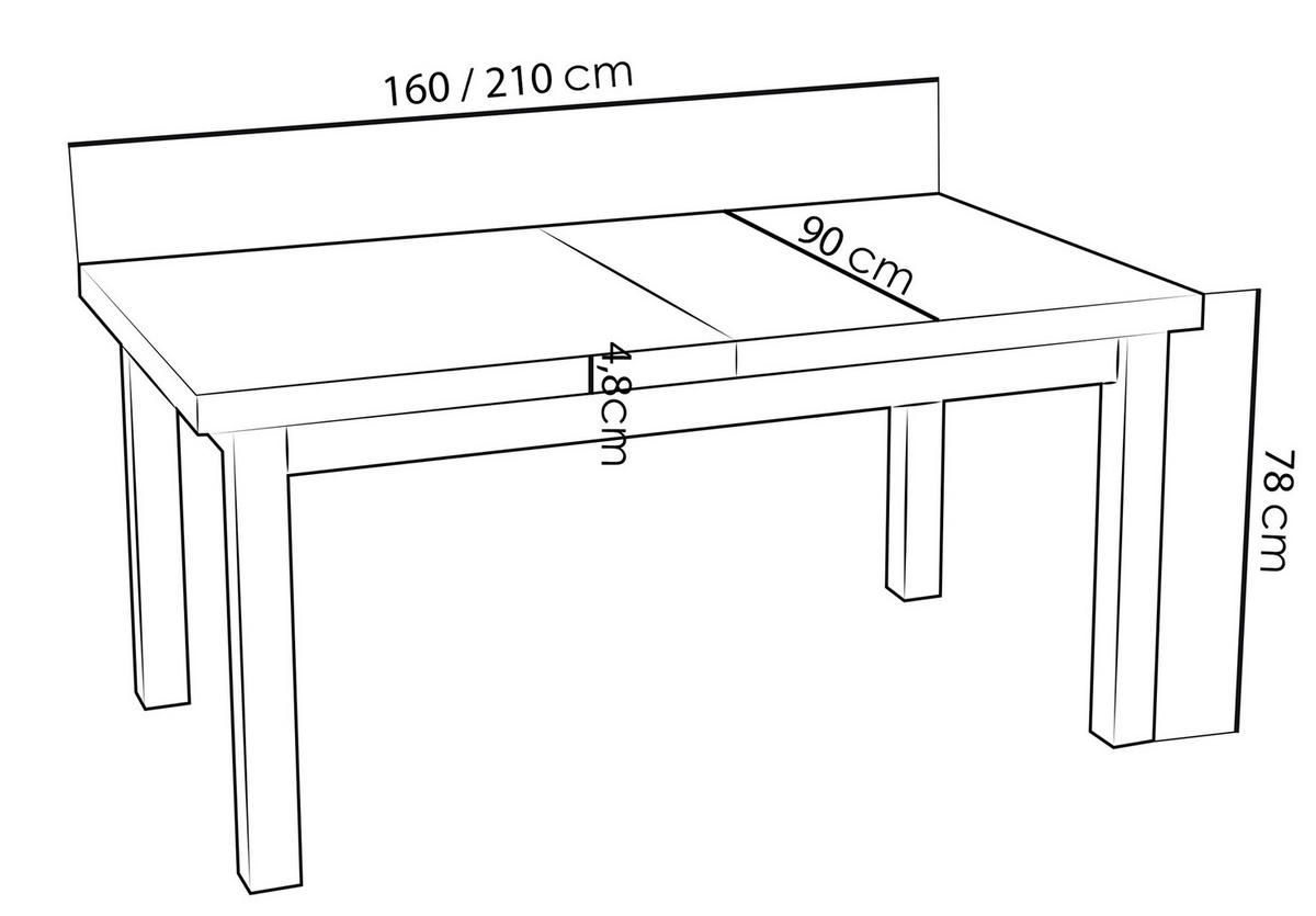 ESSTISCH Gemini rechteckig ausziehbar, Arvadonna Chestnut 160-210/90/78 cm - Kastanienfarben/Schwarz, Holz/Holzwerkstoff (160/90/78cm) - WFL GROUP