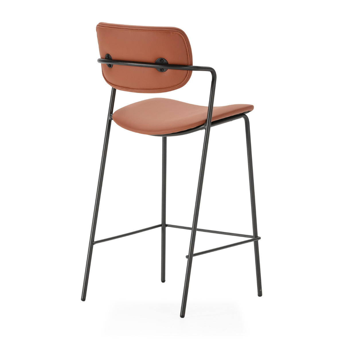 SADA 2 stoliček s černými kovovými nohami, výška 66 cm - MAIKA - červená, textil (51/66/44cm) - Calicosy
