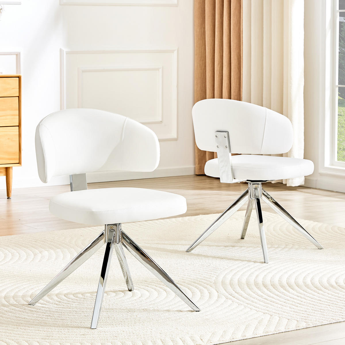 STUHL-SET DE-36678 2 Stück 360° drehbar mit Polsterung Weiß - Weiß, Metall (50.5/77/54.5cm) - ComfortXL