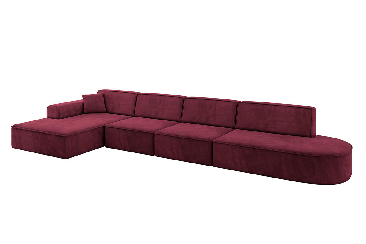 ECKSOFA Ottomane Links IREA-L3-v3 - 403x165x76 cm Bordeauxrot - Bordeaux, Holzwerkstoff/Textil (403/165cm) - ALTDECOR