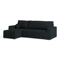ECKSOFA VOLIRA Schwarz Boucle-Stoff mit Schlaffunktion - Schwarz, Holz (230/143cm) - MASSENO
