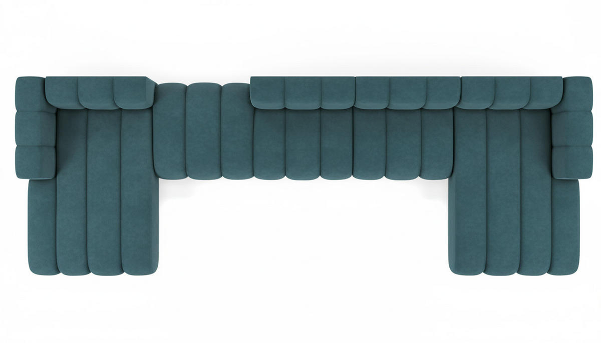 ECKSOFA U-Form Grand U Big XL 500 cm, Velourstoff Salvador, Azurblau - Blau, Holz (500/179cm) - Kaiser Möbel