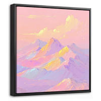 LEINWAND Bilder mit Rahmen - Berggipfel - Wolken - Verträumt - 20x20 - Hellrosa, Textil (20/20cm) - MuchoWow