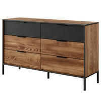 SIDEBOARD MELHUS KOM1 ABS-Kante Anthrazit Eiche Walnuss - Nussbaumfarben/Walnussfarben, Glas/Holzwerkstoff (137/82/40cm) - Komodee