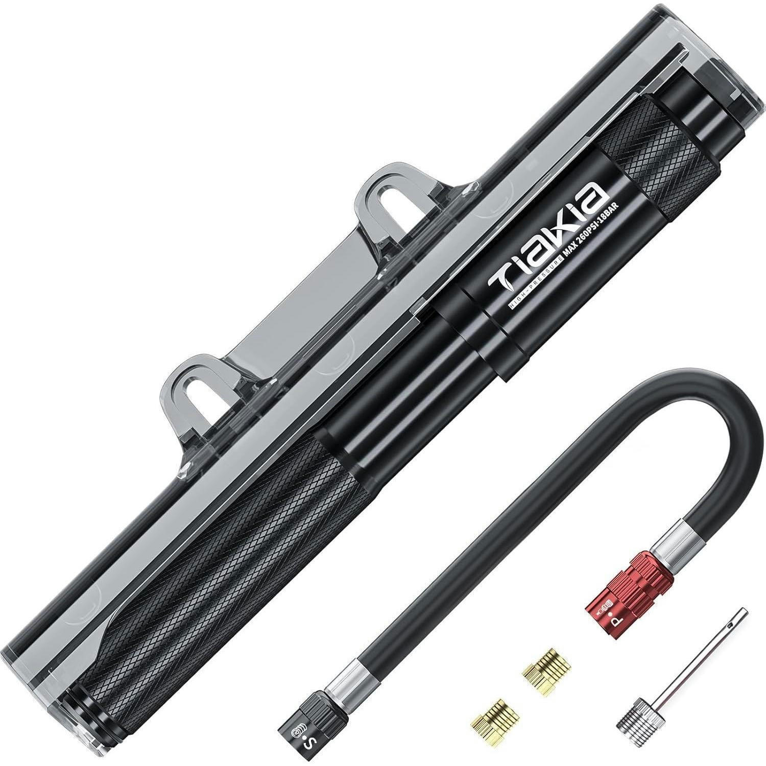 FAHRRADPUMPE Mini 260PSI Aluminiumlegierung Schwarz - Schwarz, Metall (1/1/33.5cm)