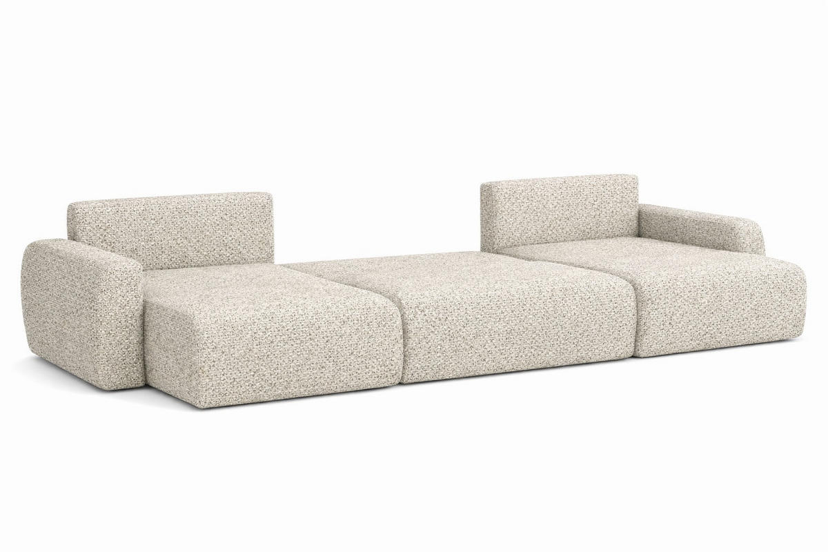 ECKSOFA Mit Schlaffunktion Und Bettkasten U-Form Ariel U, Chenille-Stoff Artico, Nata - Beige, Holz (342/142cm) - Kaiser Möbel