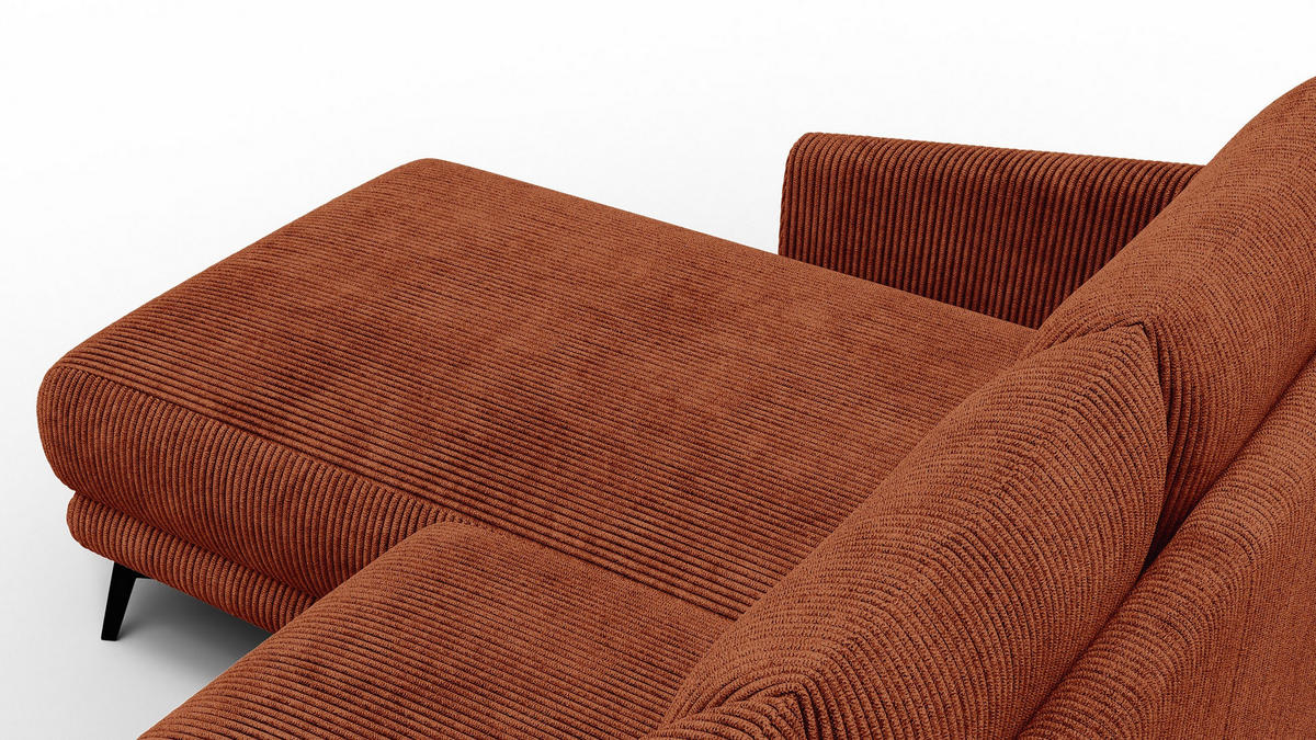 ECKSOFA VILT 3-Sitzer, orange - Schwarz/Orange, Holzwerkstoff/Textil (221/156cm) - Courtois Laville