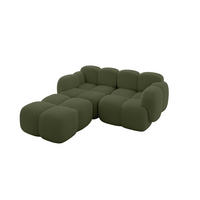 ECKSOFA modulares Sofa Links Miko-L1 214x205x75 Grün Bouclé - Smaragdgrün/Schwarz, Holzwerkstoff/Kunststoff (214/205cm) - ALTDECOR