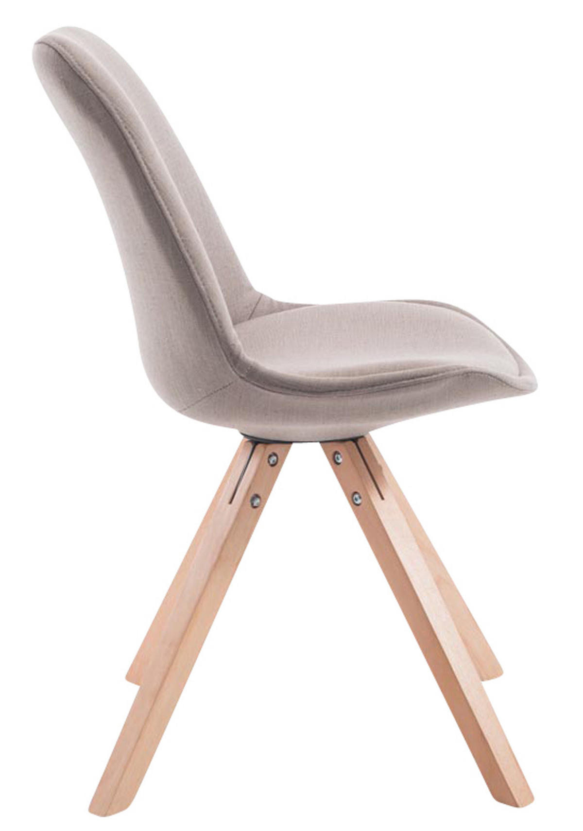 BESUCHERSTUHL Toulon, 4er Set Stoff, Gestell Holz Square Natura Taupe - Naturfarben/Grau, Holz/Buchenholz (48/83/56cm) - TPFLiving