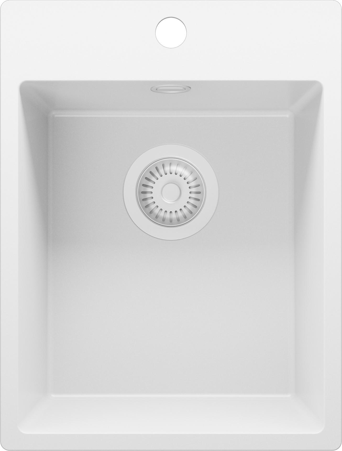 SPÜLBECKEN Riga, 2-er set Alles Weiß 38/50 cm 1 Becken + Ablauf-Set ab 40er Unterschrank - Weiß, Kunststoff (38/20/50cm) - Primagran